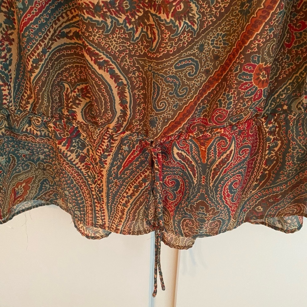 American Living Brown Paisley Woman’s Blouse Size L - Vibrant Color - Picture 2 of 8